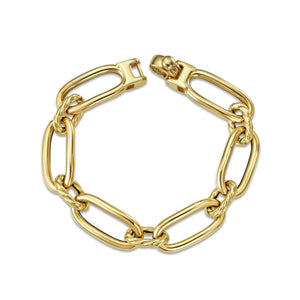 14K Gold Italian Cable Oval Paperclip Link Bracelet