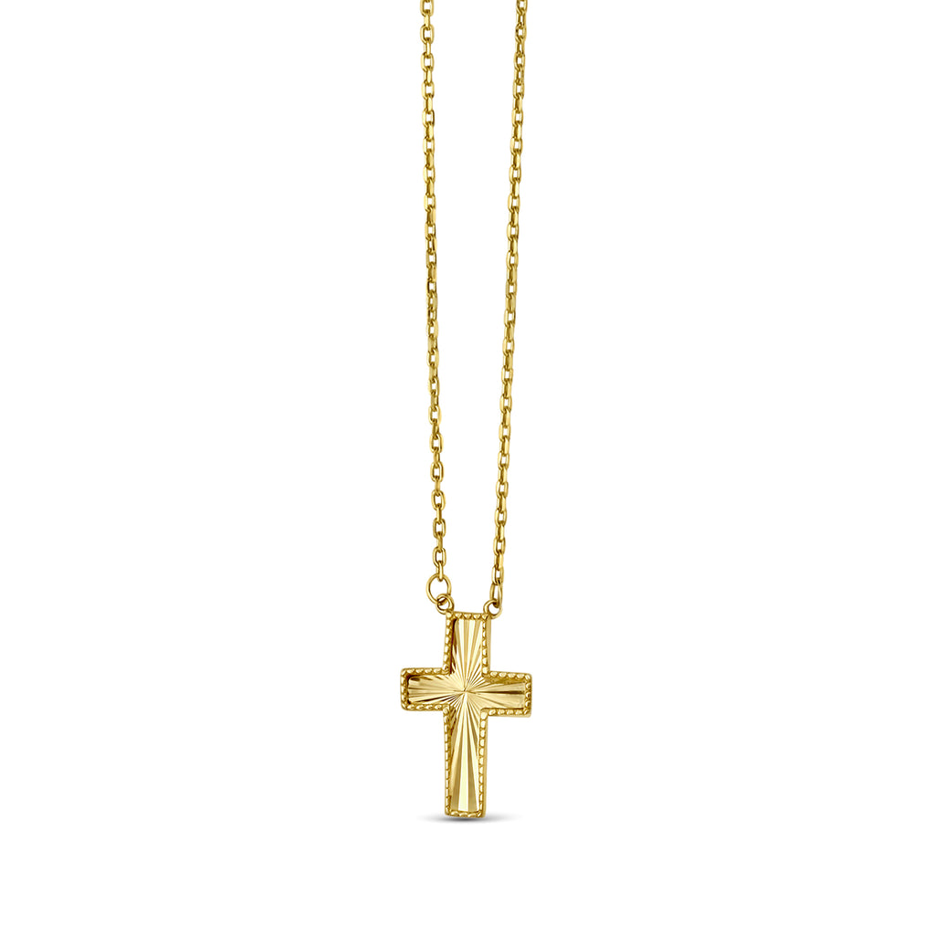 14K Prosecco Faceted Cross Necklace | Phillip Gavriel