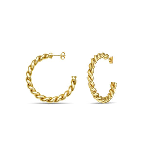14K Gold Oversized Italian Cable Hoops