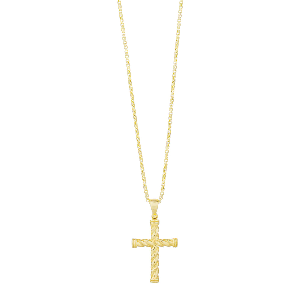 14K Gold Twisted Cross Pendant | Phillip Gavriel