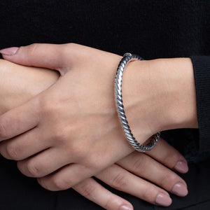 Silver Sculpted Cable 6mm Bangle