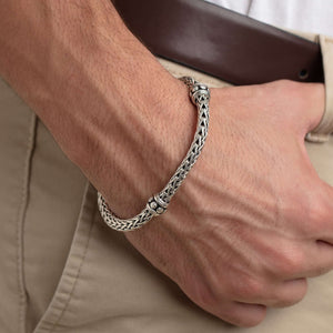 Silver Woven Chain Stud Men's Bracelet