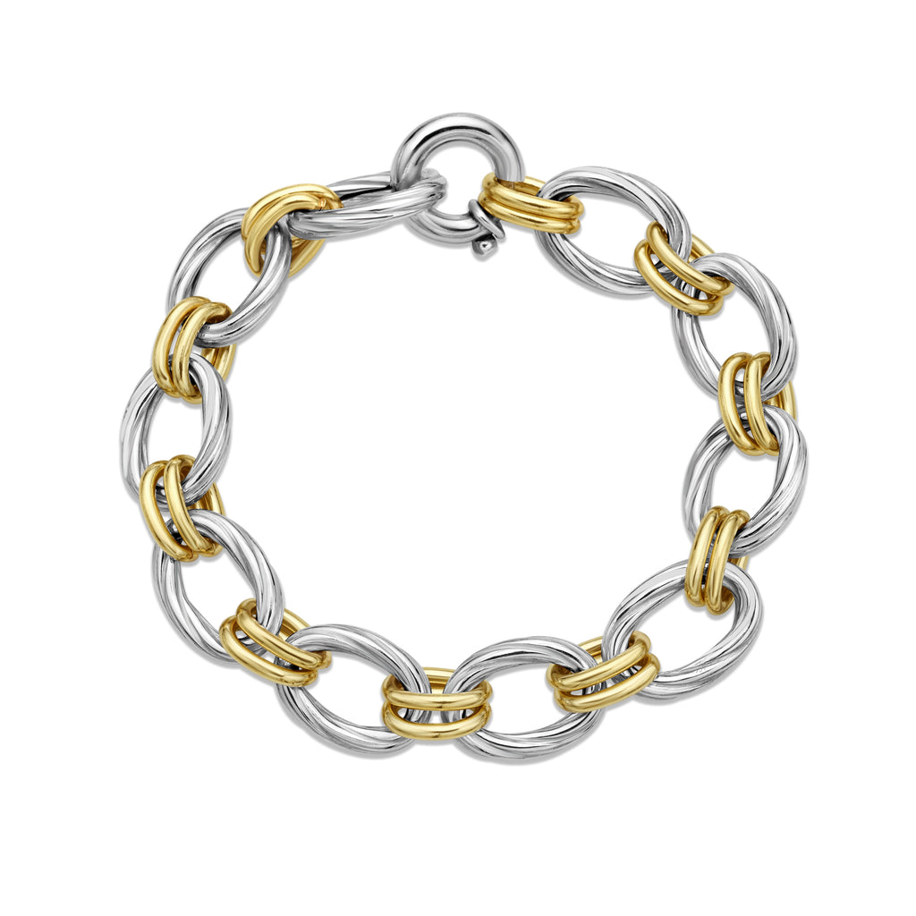 Silver & 18K Gold Double Twist Chain Link Bracelet | Phillip Gavriel
