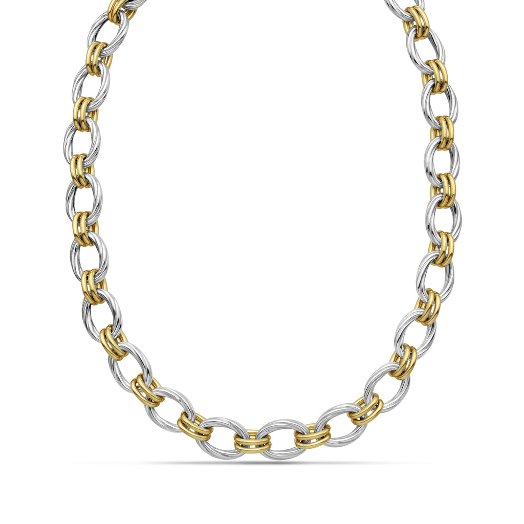 Silver & 18K Gold Double Twist Chain Link Necklace | Phillip Gavriel