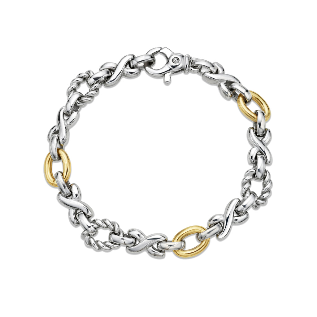 Silver & 18K Gold XO Cable Bracelet | Phillip Gavriel