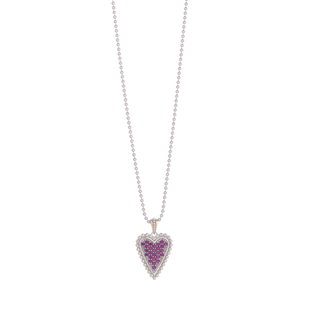 Silver & 18K Prosecco Rhodolite Heart Pendant | Phillip Gavriel