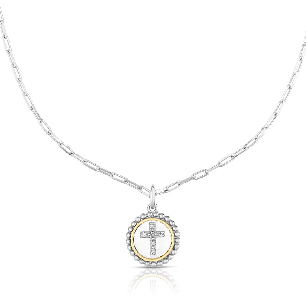 Silver & 18K Gold Cross Medallion Necklace | Phillip Gavriel Silver & 18K Gold Cross Medallion Necklace | Phillip Gavriel