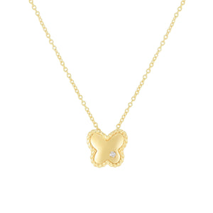 14K Gold & Diamond Butterfly Cable Pendant