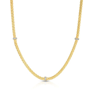14K Gold & Diamond Woven Chain Thin Necklace
