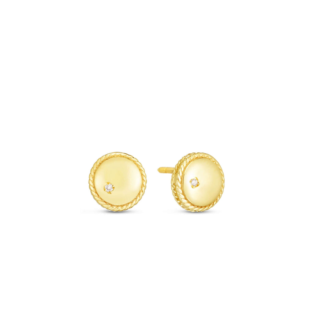 italia D'oro Flat Bead Stud Earrings 14K Yellow Gold