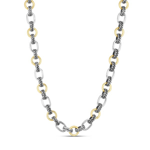 Silver & 18K Gold Mixed Link Cable Necklace