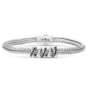 Silver & Sapphire Triangular Woven Chain Bracelet