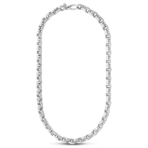 Silver Cable Edge Rolo Chain Necklace