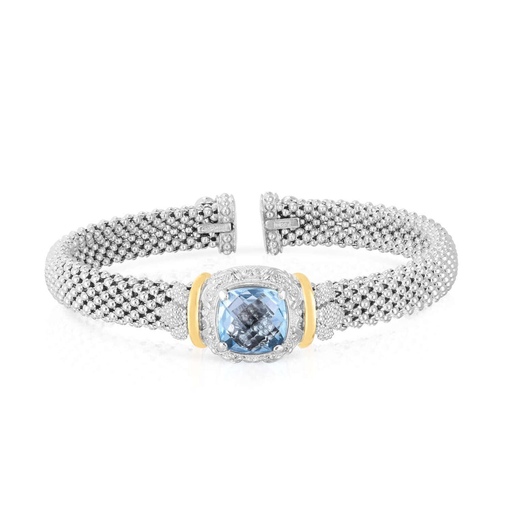 Silver & 18K Gold Cushion Cut Gemstone Bracelet | Phillip Gavriel