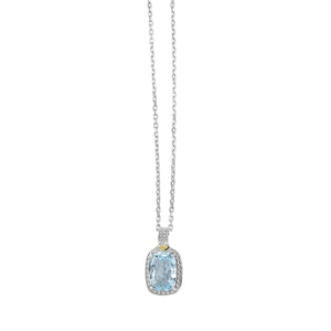 Silver & 18K Cushion Gemstone Necklace
