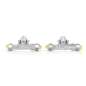 Silver & 18K Gold Cable Bar Cufflinks