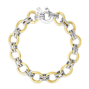 Silver & 18K Gold Cable Doppia Link Chain Bracelet