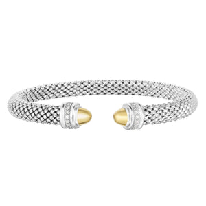 Silver & 18K Gold Popcorn Diamond Tips Bracelet