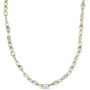 Silver & 18K Gold Victorian Cable Link Necklace