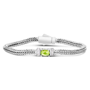 Silver Woven Chain Mini Gemstone Bracelet