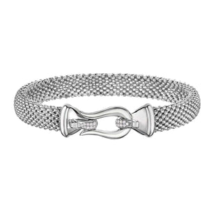 Silver & Diamond Medium Popcorn Horsebit Bracelet
