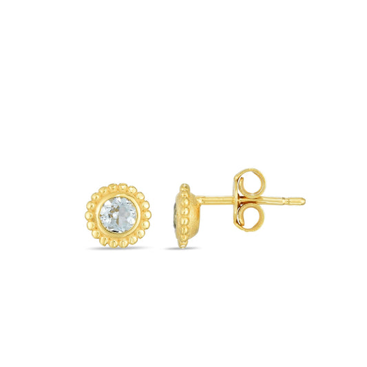 14K Gold Prosecco Petite Aquamarine Earrings