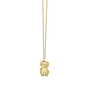14K & Mother of Pearl Popcorn Puppy Necklace