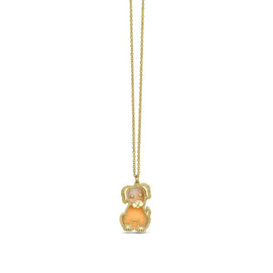 14K & Mother of Pearl Popcorn Puppy Necklace