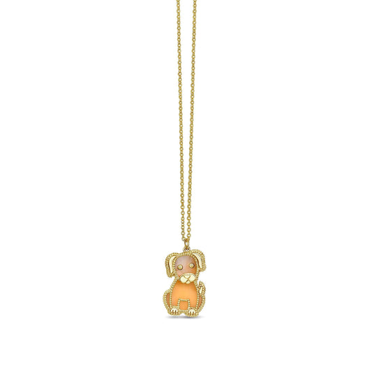 14K & Mother of Pearl Prosecco Puppy Necklace