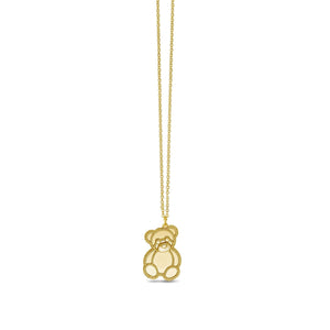 14K & Mother of Pearl Popcorn Teddy Bear Necklace