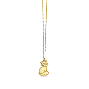 14K & Mother of Pearl Popcorn Kitty Necklace
