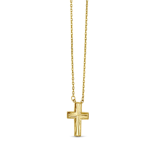 14K Prosecco Faceted Cross Necklace