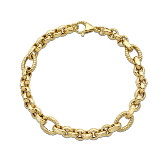 14K Gold Cable Rolo Chain Link Bracelet