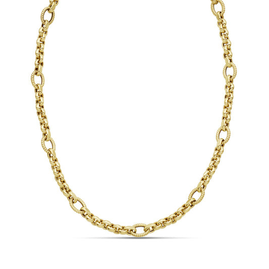 14K Gold Cable Rolo Chain Link Necklace