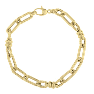 14K Gold Polished & Twisted Link Bracelet, women's bracelet, gold bracelet, textured links