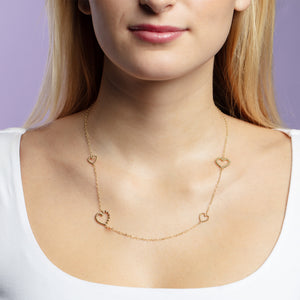 14K Italian Cable Heart Station Necklace