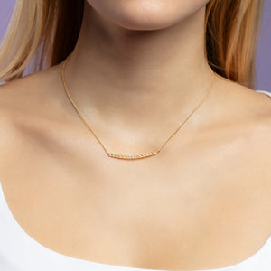 14K Diamond Twisted Bar Necklace