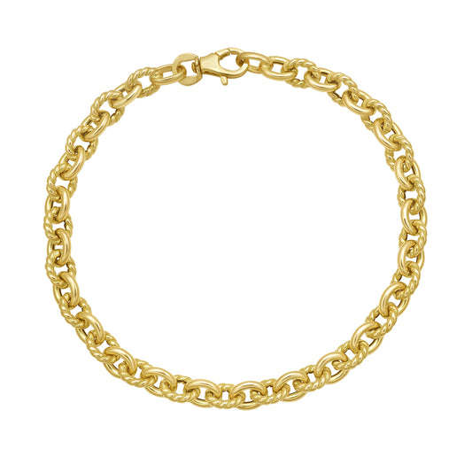 14K Oval Twist & Polished Link Bracelet