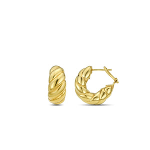 14K Gold Italian Cable Bold Hoops with Omega Back