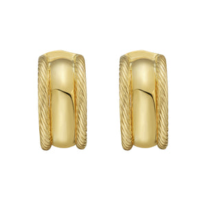 14K Polished and Cable Italian Hoops