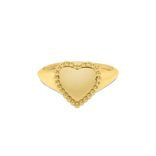 14K Gold Prosecco Heart Signet Ring