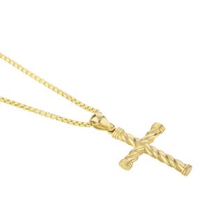 cross necklace, luxury gold necklace, handcrafted gold necklace, 14K gold necklace, textured gold necklace