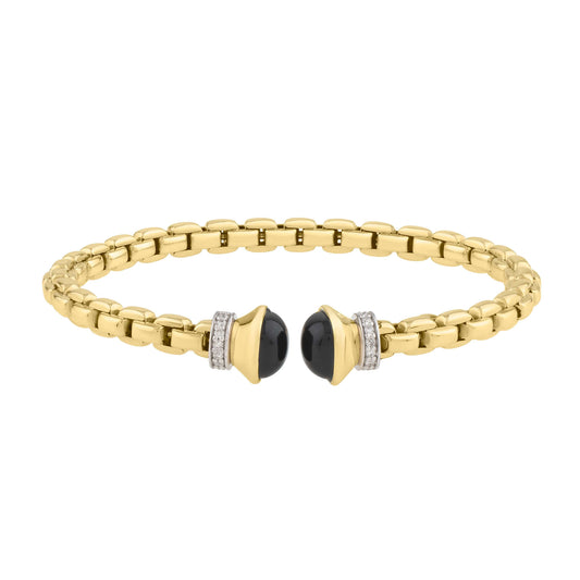 14K Diamond & Black Onyx Venetian Link Bangle