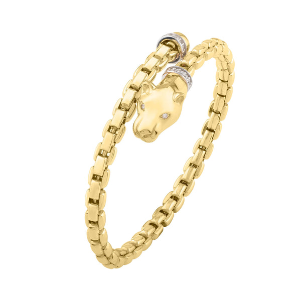 14K Gold & Diamond Venetian Panther Bypass Bangle | Phillip Gavriel