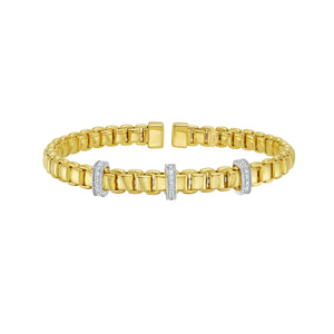 14K Venetian Diamond Bar Bangle, men's jewelry, men's bracelets, 14K gold bracelet, white gold details