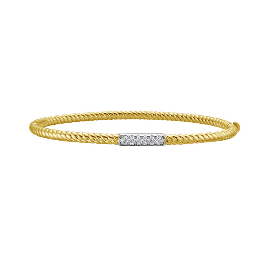 14K Gold Italian Cable Diamond Bangle