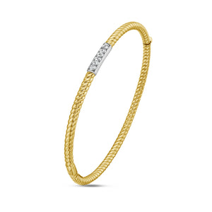 14K Gold Italian Cable Diamond Bangle