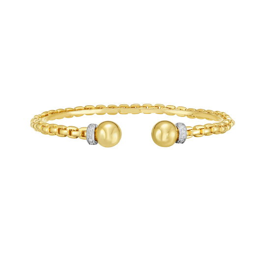 14K & Diamond Ball Cuff Venetian Bracelet