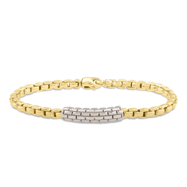 ３*休様 CTHY VENETIAN BRACELET GOLD 14K Two-Tone Gold Venetian Link ID Bracelet | Phillip Gavriel