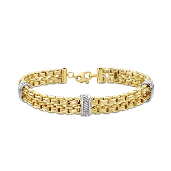 14K Two-Tone Venetian Chain Large Double Row Bracelet | Phillip